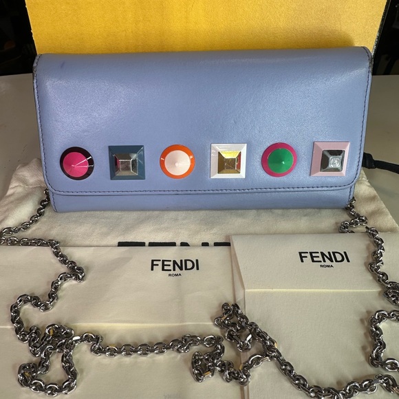Fendi Handbags - Fendi Limited Edition Blue Crossbody Bag with Colorful Studs